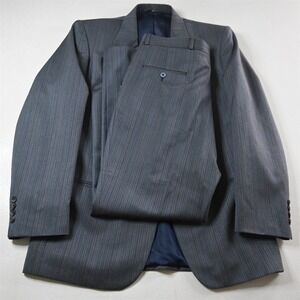 Raffinati 42L 34x32 Blue Herringbone Mens Jacket Pants Suit